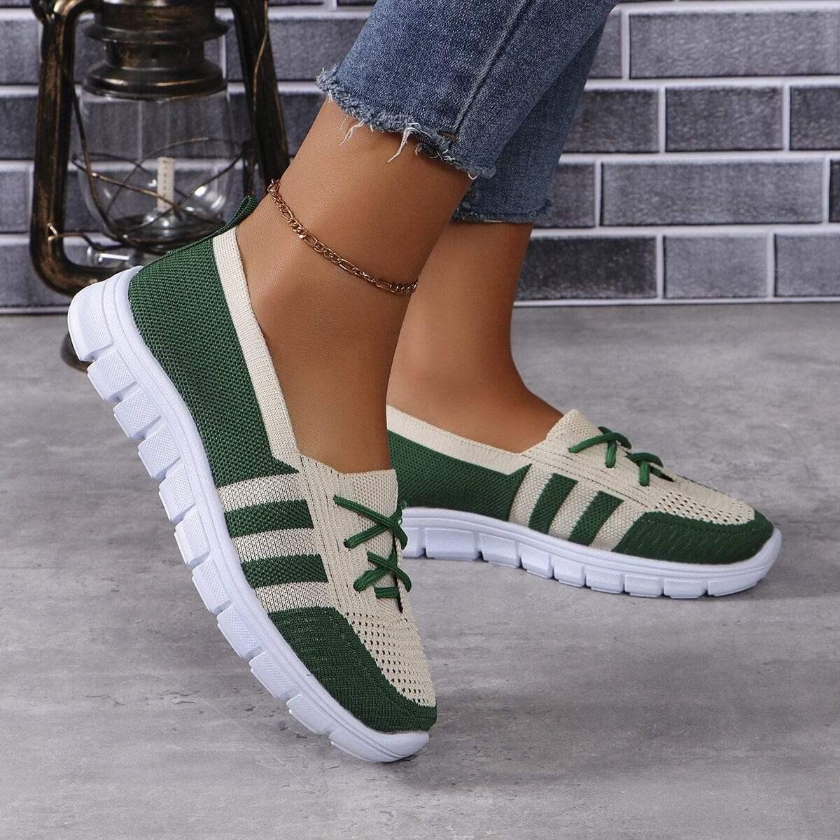 Mesh Contrast Flat Slip-Ons - Trendsi - Flyclothing LLC
