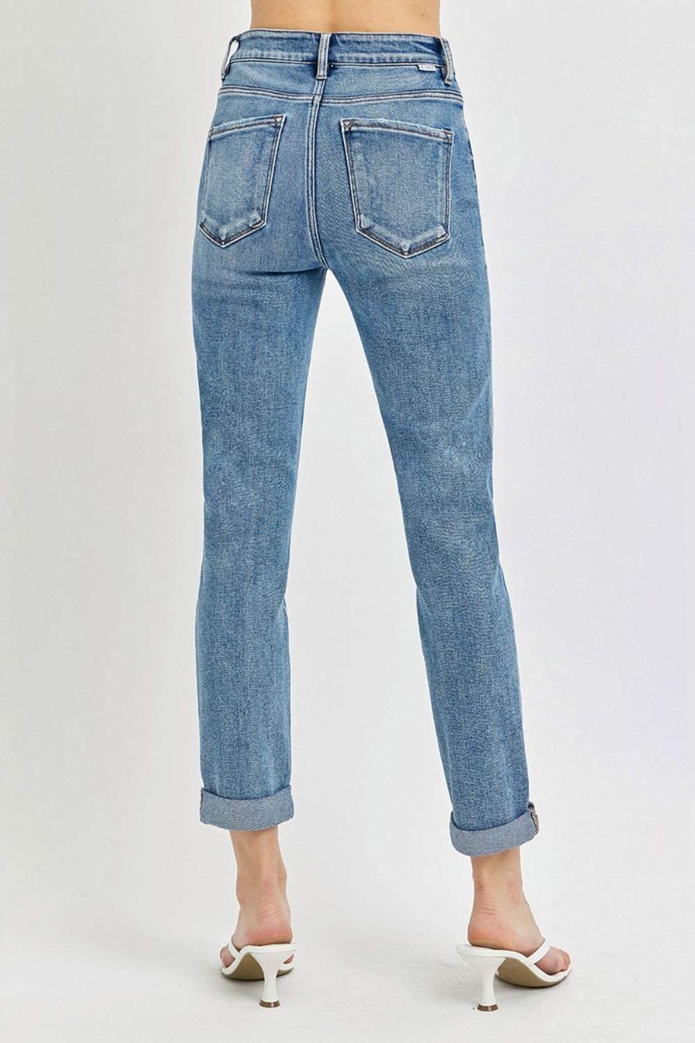 Risen Full Size High Rise Cropped Roll Up Jeans - Trendsi - Flyclothing LLC