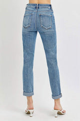 Risen Full Size High Rise Cropped Roll Up Jeans - Trendsi - Flyclothing LLC
