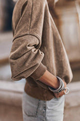 Mock Neck Dropped Shoulder Sweatshirt - Trendsi - Flyclothing LLC