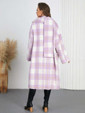 Plaid Button Up Long Sleeve Coat - Trendsi - Flyclothing LLC