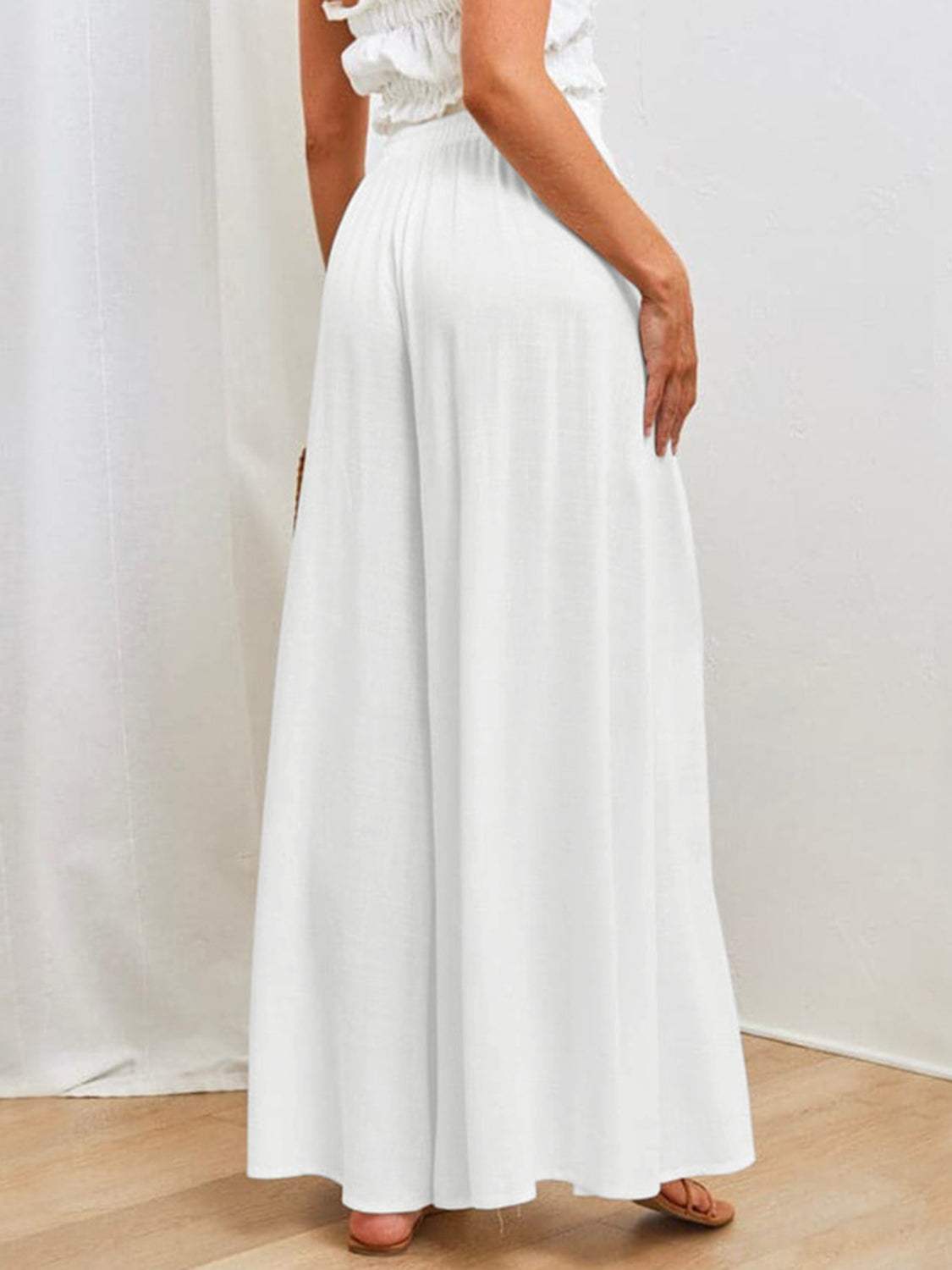 Drawstring Wide Leg Pants with Pockets - Trendsi - Flyclothing LLC