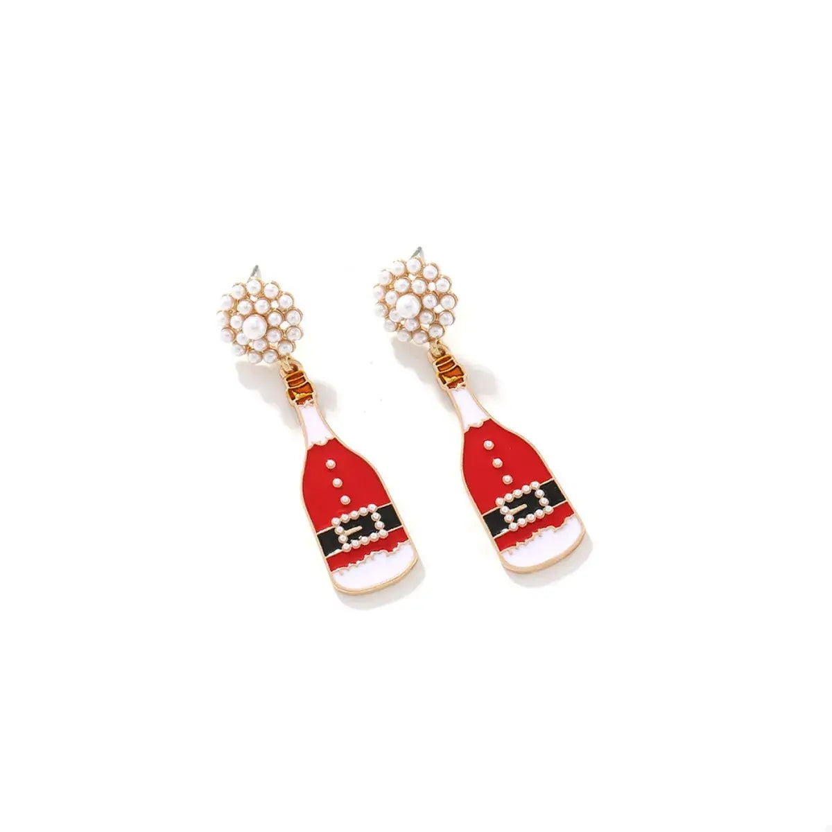 Christmas Champagne Bottle Drop Earrings - Trendsi - Flyclothing LLC