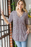Heimish Full Size Short Sleeve Crisscross Animal Babydoll Top Plus Size - Trendsi - Flyclothing LLC