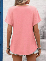 Lace Trim Short Sleeve T-Shirt - Trendsi - Flyclothing LLC