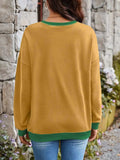 Contrast Round Neck Long Sleeve Sweatshirt - Trendsi - Flyclothing LLC