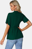 Tied Round Neck Short Sleeve Blouse Trendsi