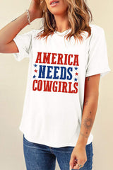 Letter Graphic Round Neck Short Sleeve T-Shirt - Trendsi - Flyclothing LLC