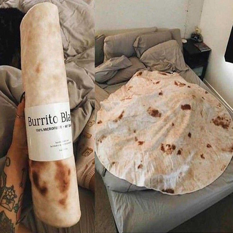 Super Soft Warm Flannel Burrito Blankets 280Gsm Round Shape Airplane Travel Throw Coral Fleece Tortilla Nap Wrap Blankets - My Store - Flyclothing LLC