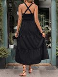 Slit Crisscross V-Neck Midi Dress - Trendsi