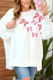 Bow Round Neck Long Sleeve Sweatshirt - Trendsi - Flyclothing LLC
