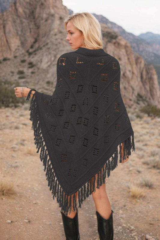 Tassel Hem Knit Cover Up - Trendsi - Flyclothing LLC