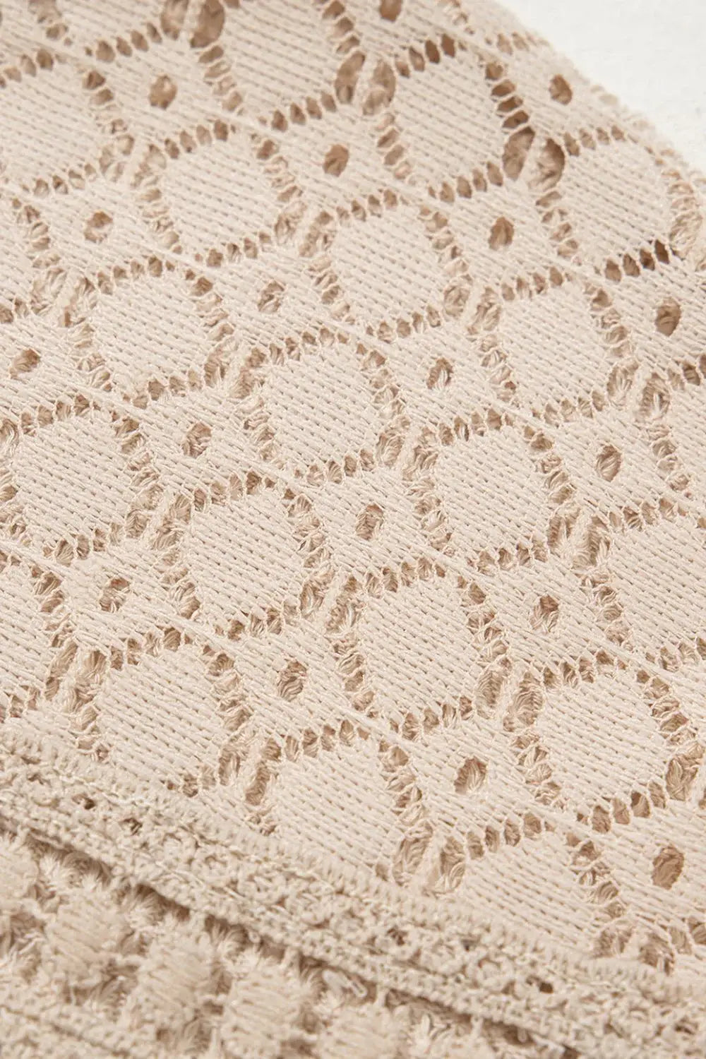 Lace Patchwork Waffle Short Sleeve Knit Top - Trendsi - Flyclothing LLC