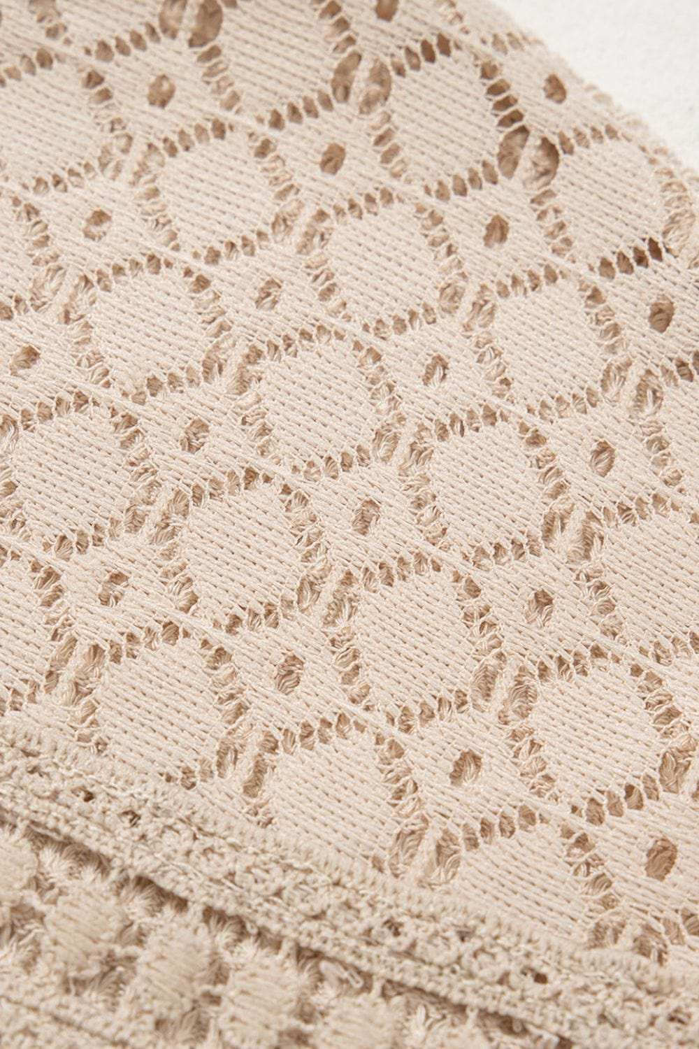 Lace Patchwork Waffle Short Sleeve Knit Top - Trendsi - Flyclothing LLC