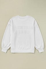 BIRTHDAY QUEEN Sequin Round Neck Long Sleeve Sweatshirt - Trendsi - Flyclothing LLC