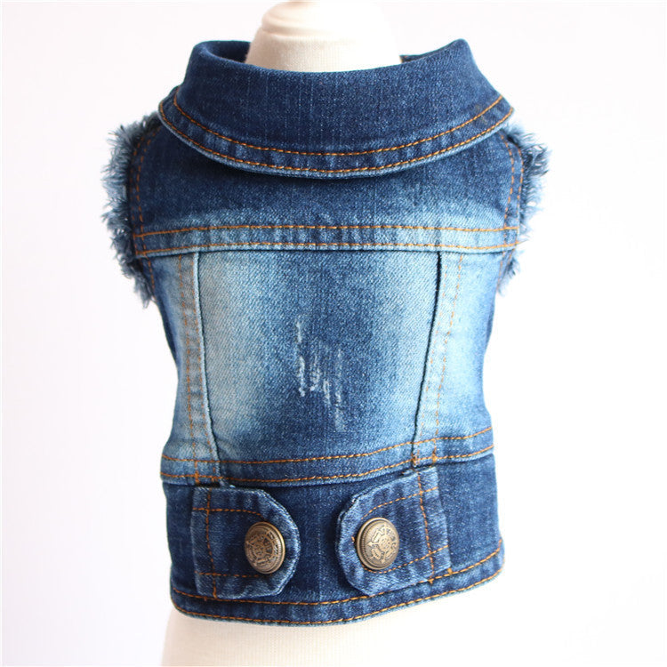 Designer Dog Clothes Small Dog Denim Jacket Coat Cat Costume Puppy Jeans Vest Spring Clothing - My Store - Flyclothing LLC
