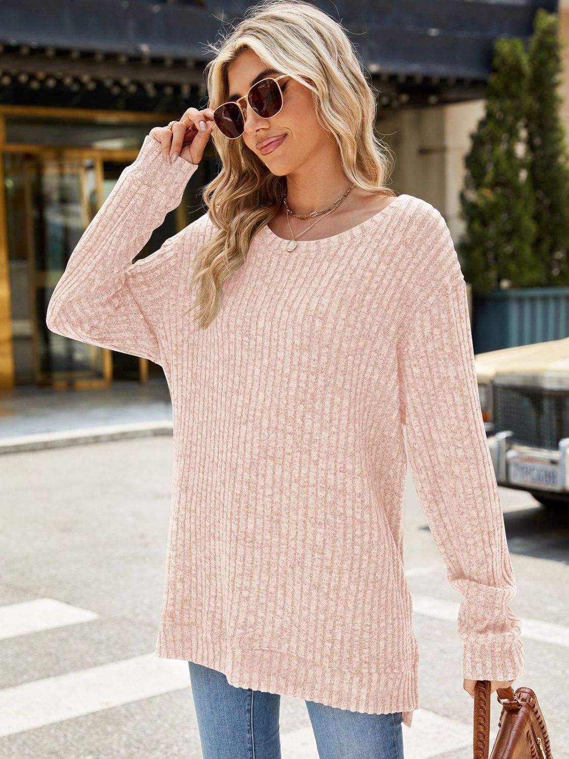 Round Neck Long Sleeve T-Shirt - Trendsi - Flyclothing LLC