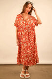 VERY J Oversized Printed Shirt Midi Dress - Trendsi