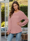 Dropped Shoulder Long Sleeve Knit Top - Trendsi