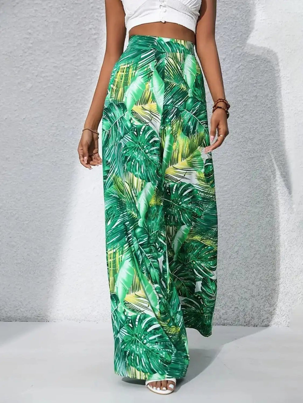 Printed High Waist Wide Leg Pants - Trendsi