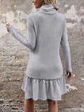 Frill Turtleneck Long Sleeve Dress - Trendsi