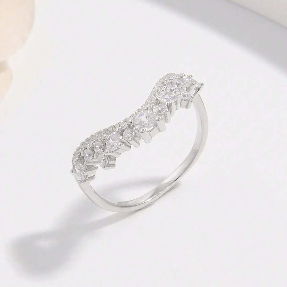 925 Sterling Silver Inlaid Zircon Ring - Trendsi - Flyclothing LLC