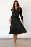 Round Neck Long Sleeve Tie Waist Sweater Dress - Trendsi - Flyclothing LLC
