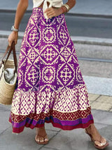 Geometric Elastic Waist Maxi Skirt - Trendsi - Flyclothing LLC