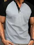 Men's Full Size Waffle-Knit Round Neck Contrast Polo Plus Size - Trendsi