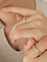 Titanium Steel Inlaid Zircon Ring - Trendsi - Flyclothing LLC