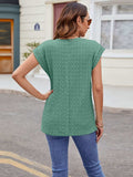 Textured Round Neck Cap Sleeve T-Shirt - Trendsi - Flyclothing LLC