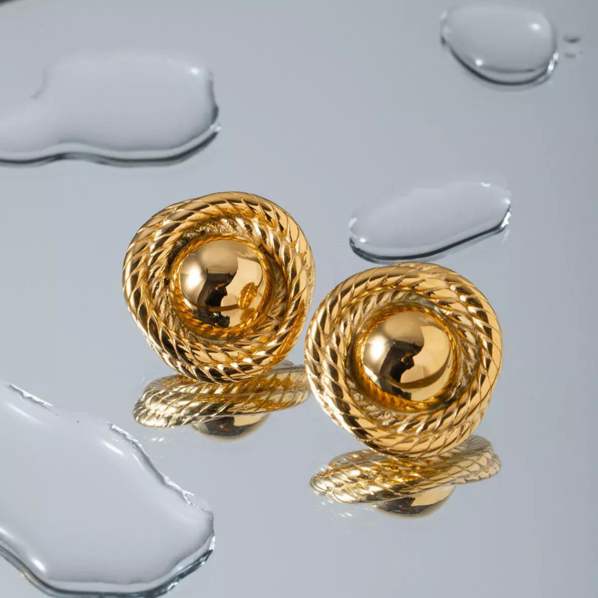 Twisted Rope Circle Stud Earrings - Trendsi - Flyclothing LLC