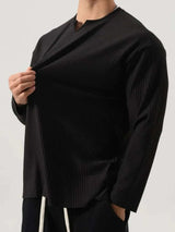 Men's Plus Size Notched Long Sleeve Top - Trendsi - Flyclothing LLC