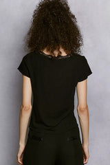 POL Round Neck Short Sleeve Crop T-Shirt with Lace Trim - Trendsi - Flyclothing LLC