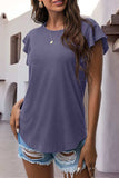 Ruffled Round Neck Cap Sleeve Blouse - Trendsi - Flyclothing LLC
