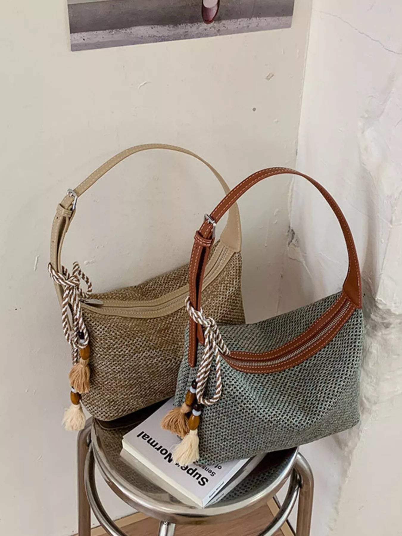 Woven Shoulder Bag with Tassel - Trendsi - Flyclothing LLC