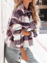 Plaid Button-Down Shacket - Trendsi - Flyclothing LLC