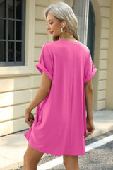 Florira Short Sleeve Mini Dress with Pockets - Trendsi - Flyclothing LLC