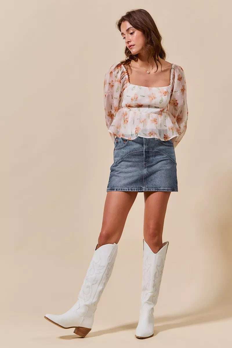 SO ME Washed Denim Mini Skirt with Pockets - Trendsi - Flyclothing LLC
