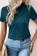 Round Neck Short Sleeve T-Shirt - Trendsi - Flyclothing LLC