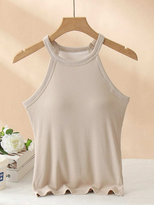 Grecian Neck Tank With Chest Pads - Trendsi - Flyclothing LLC