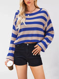 Striped Dropped Shoulder Sweater - Trendsi - Flyclothing LLC
