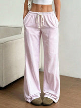 Drawstring Striped Wide Leg Pants - Trendsi - Flyclothing LLC