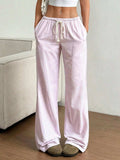 Drawstring Striped Wide Leg Pants - Trendsi - Flyclothing LLC