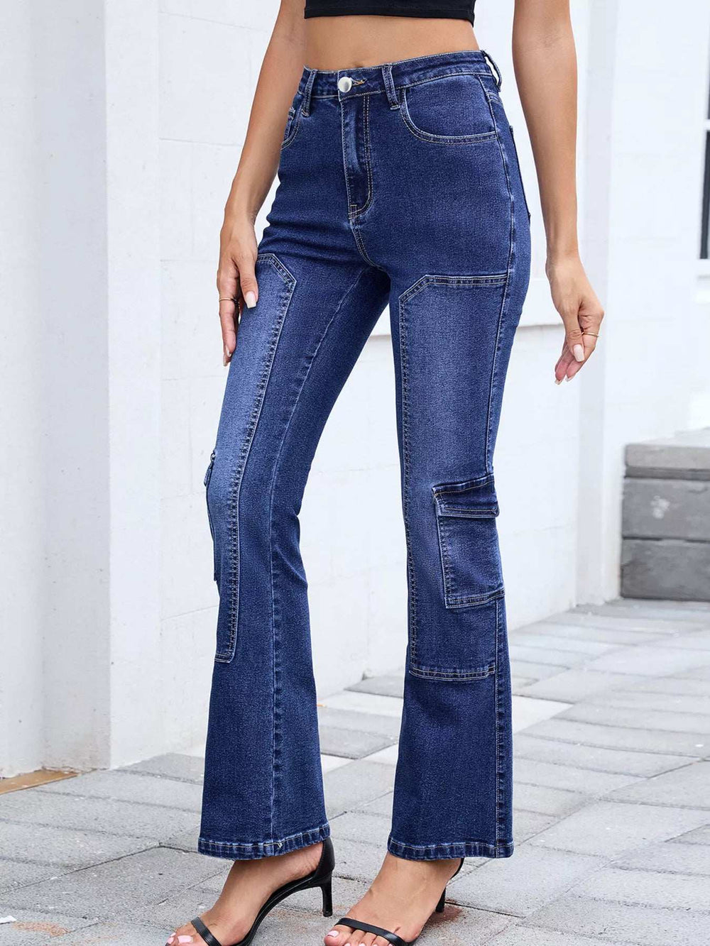 High-Waisted Bootcut Jeans - Trendsi - Flyclothing LLC