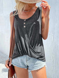 Full Size Decorative Button Round Neck Tank Plus Size - Trendsi - Flyclothing LLC