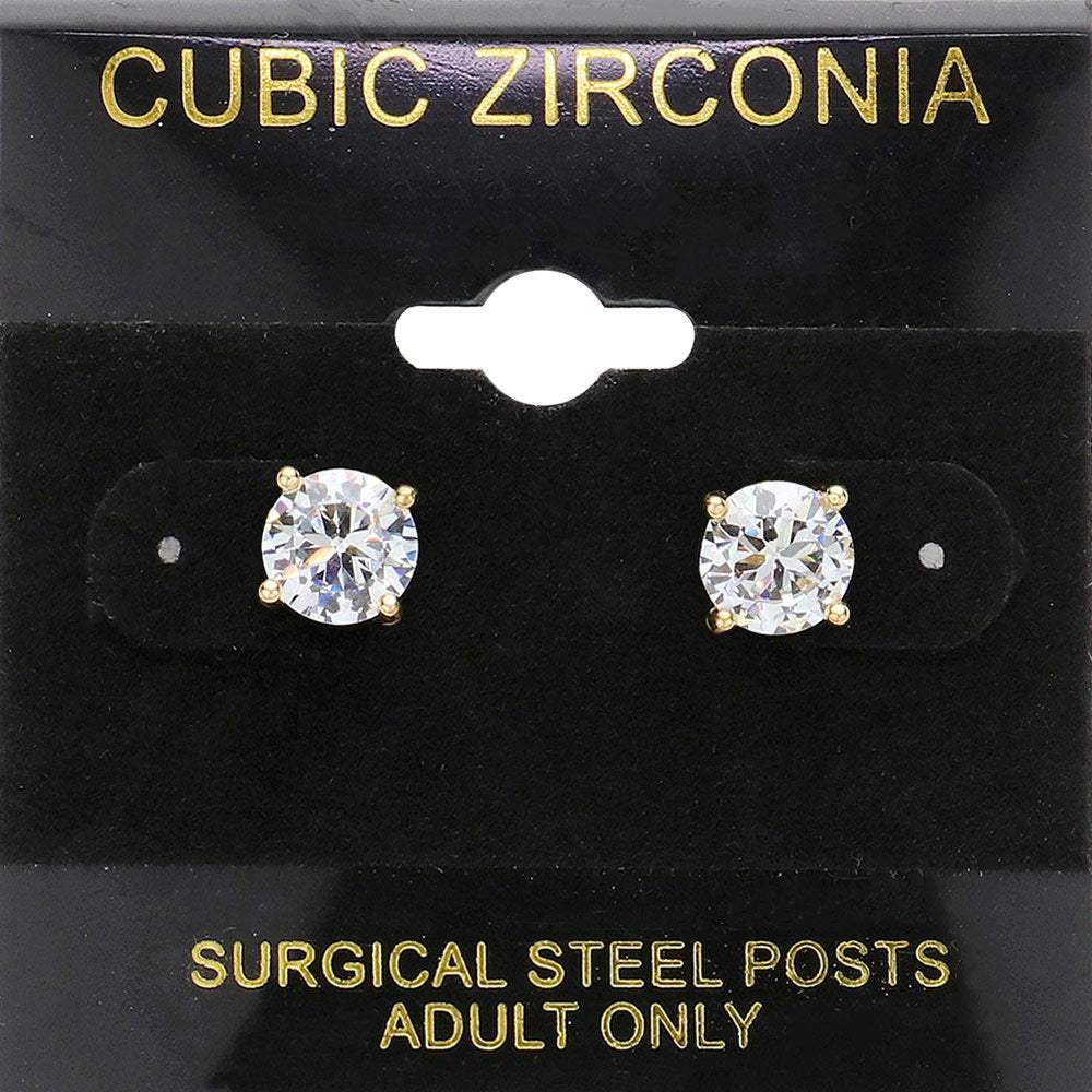 7mm Round CZ Stud Earrings - Madeline Love - Flyclothing LLC