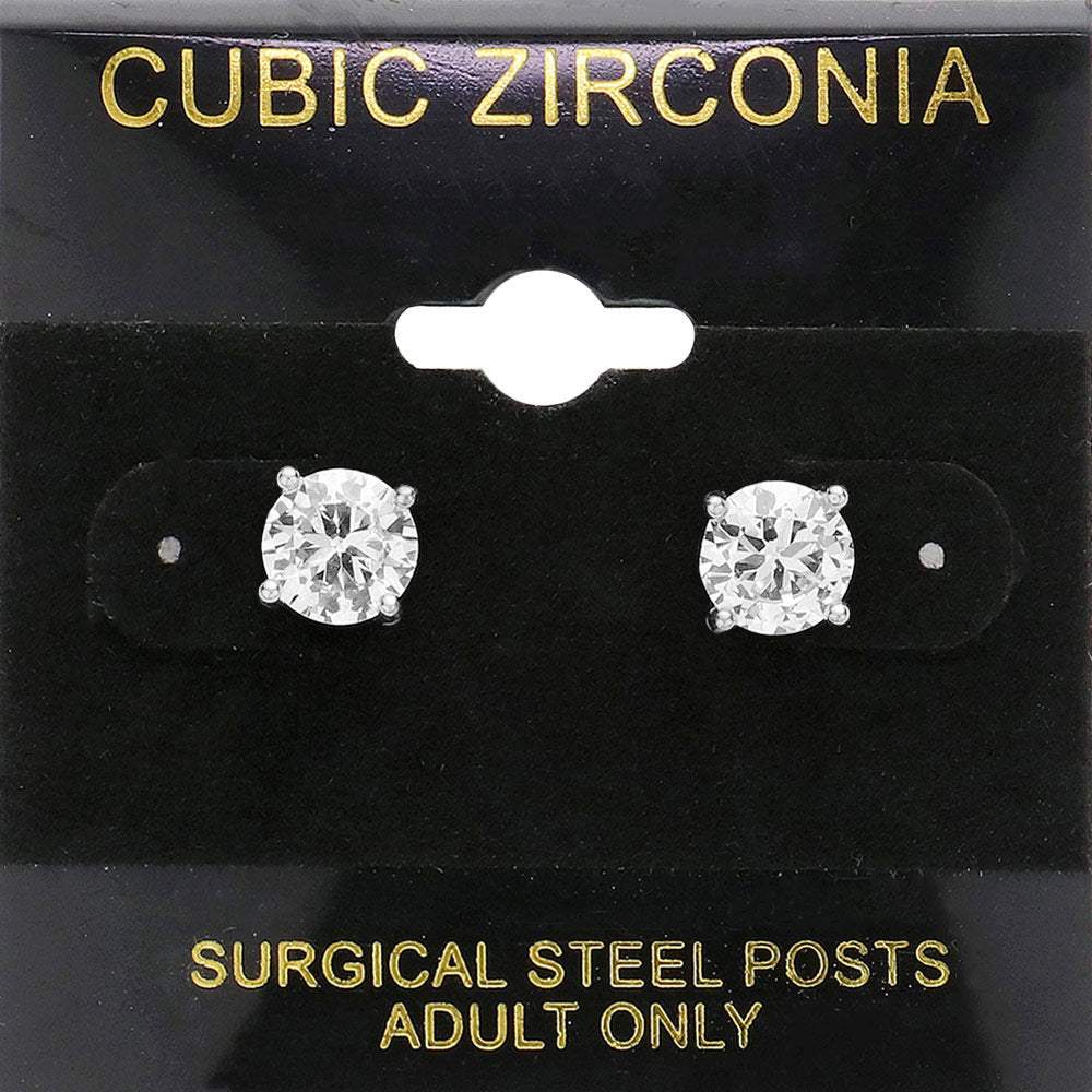 7mm Round CZ Stud Earrings - Madeline Love - Flyclothing LLC