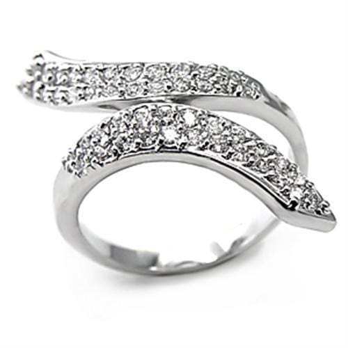7X076 - Rhodium Brass Ring with AAA Grade CZ in Clear - Alamode - Flyclothing LLC