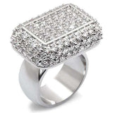 7X099 - Rhodium Brass Ring with AAA Grade CZ  in Clear - Alamode